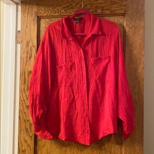 Red Lightweight Button Down